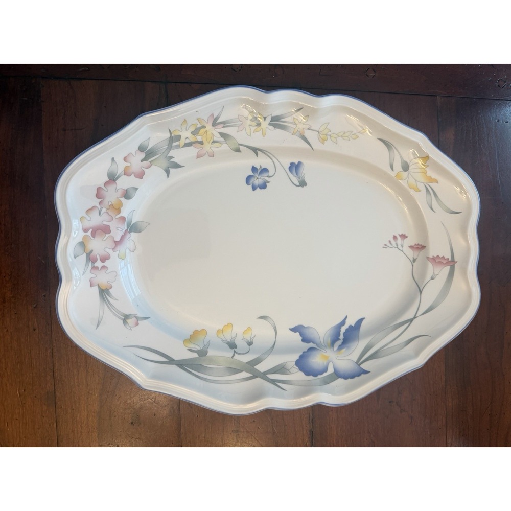 Vtg Villeroy & Boch Riviera Oval Serving Platter 14" Luxembourg Scalloped China
